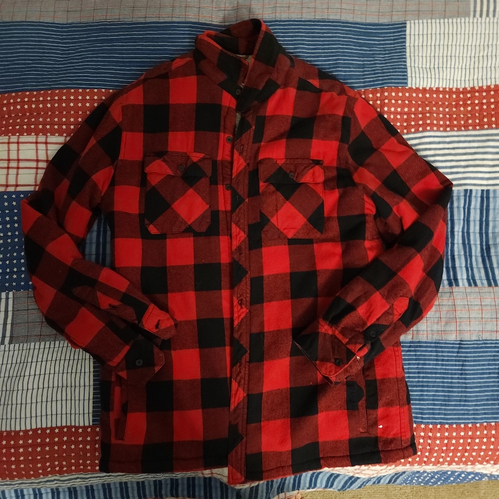 Fleece-lined Red Flannel Jacket Mens Large